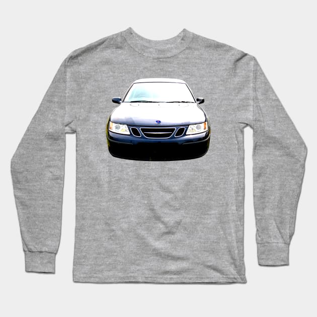 Saab 9-3 OG 1st generation classic car high contrast Long Sleeve T-Shirt by soitwouldseem